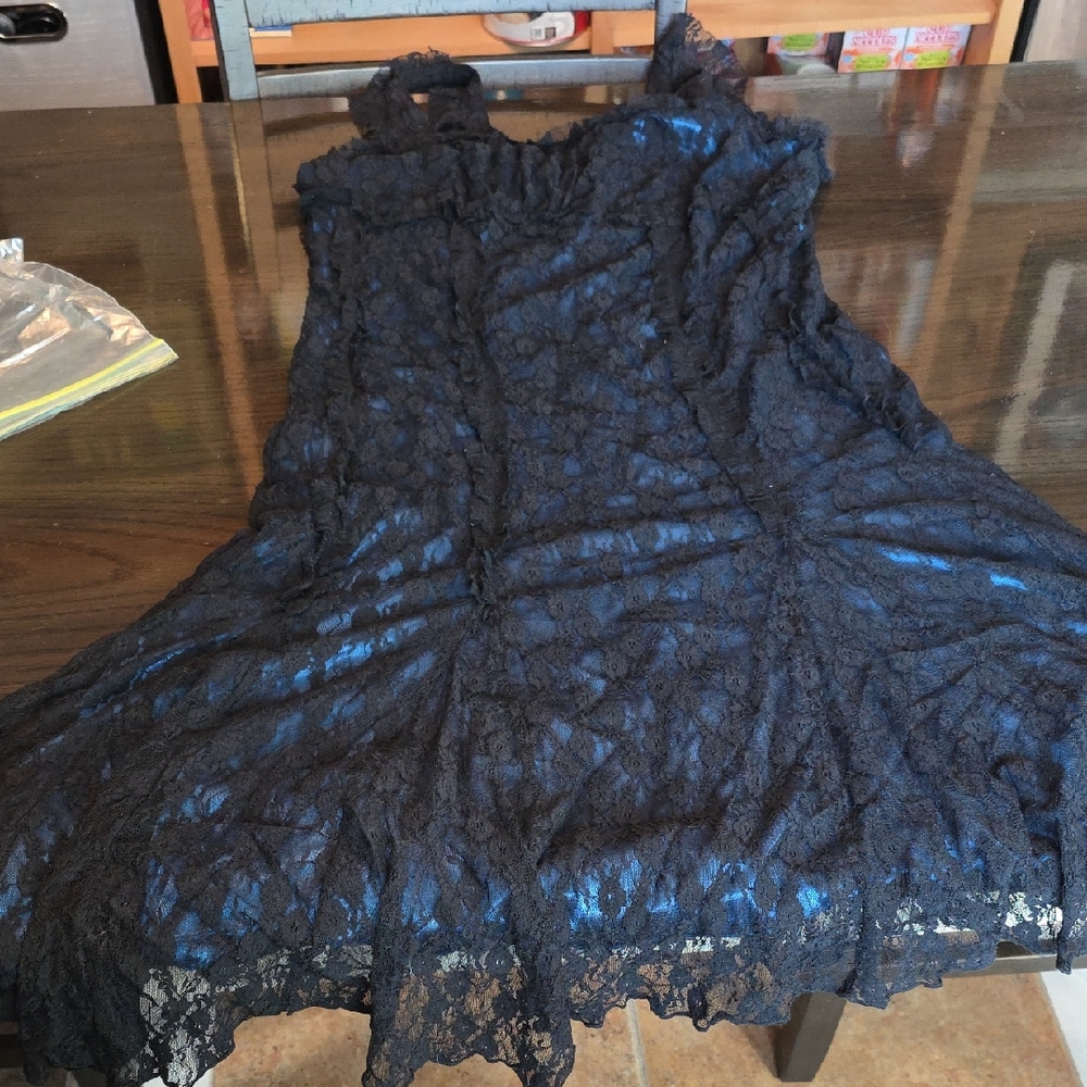 Elegant Asymmetrical Black Lace Dress